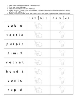 Syllable Division Practice Sheets for VCCV and VC V Words TpT