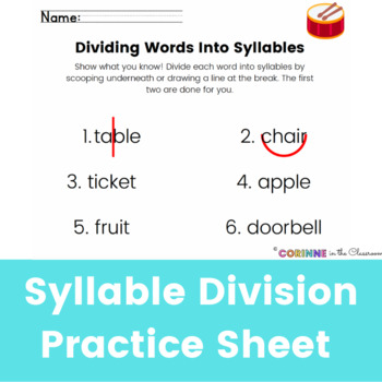 Preview of Syllable Division Practice (Syllable Scooping)