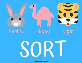 Preview of Syllable Division Rules: Rabbit (vc/cv), Camel (vc/v), Tiger (v/cv) Sort