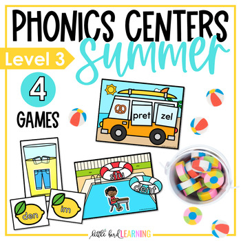 Preview of Syllable Division Summer Phonics Centers - Multisyllabic Summer Phonics Games