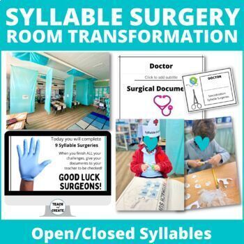 Preview of Syllable Division Surgery Classroom Transformation Decor and Activities