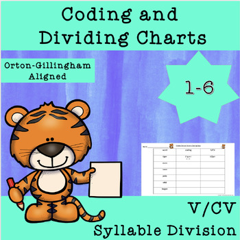 Preview of Syllable Division V/CV Tiger Graphic Organizer and Easel No Prep OG Aligned