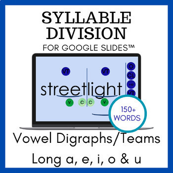 Preview of Syllable Division Vowel Digraphs Activity Long Vowel Teams for Google Slides™️