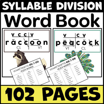 Preview of Syllable Division Word Book (VC/CV, V/CV, VC/V, V/V)