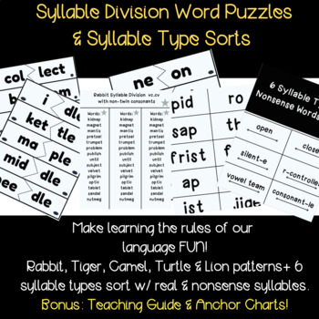 Preview of Syllable Division Word Puzzles & Syllable Sorts + MORE OG/SOR aligned