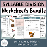 Syllable Division Worksheets Bundle
