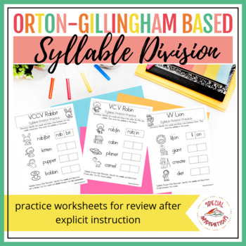 Preview of Syllable Division Worksheets and Rule Cards | Science of Reading | OG Based