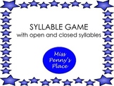 Syllable Game - Open and Closed Syllables