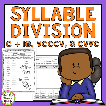 Preview of Syllable Division C + le, VCCCV, and CVVC Words - No Prep Worksheets