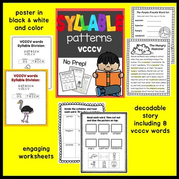 Syllable Patterns: VCCCV worksheets and decodable story by SmartyPlans