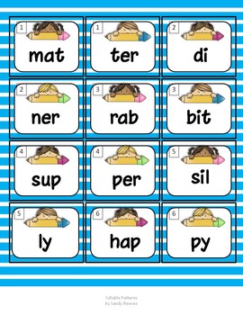 Syllable Patterns VC/CV and V/CV Literacy Center by Second Chance