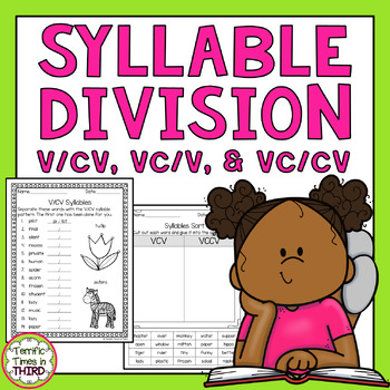 Preview of Syllable Division V/CV, VC/V, and VC/CV Words - No Prep Worksheets