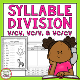 Syllable Division V/CV, VC/V, and VC/CV Words - No Prep Wo