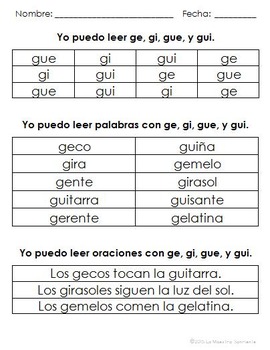 Guided Reading Tools: Syllable Reading Assessments (Spanish) | TpT