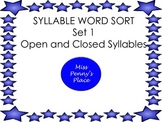 Syllable Sort 1 - Open and Closed Syllables