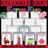 Syllable Sort Center Games Fall Themed