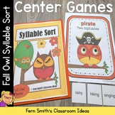 Syllable Sort Center Games Fall Themed