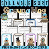 Syllable Sort Center Games Groundhog Themed