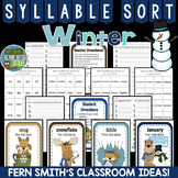 Syllable Sort Center Games Winter Themed