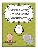 Syllable Sorting Cut and Paste Worksheets