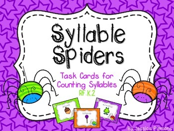 Preview of Halloween Task Cards: Syllable Spiders