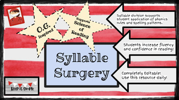 Preview of Syllable Surgery-SoR and OG Inspired Word Work