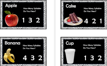Preview of Syllable Task Cards (Food & Animals)