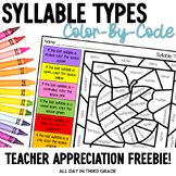 Syllable Type Color By Code - 2024 Teacher Appreciation Freebie