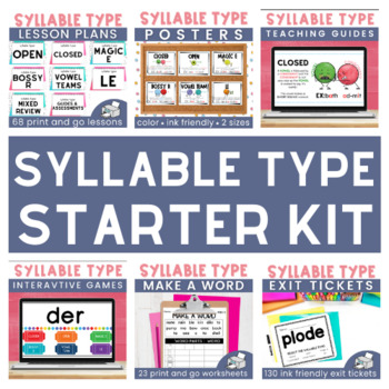 Preview of Syllable Type Starter Kit: Everything You Need to Teach the  6 Syllable Types