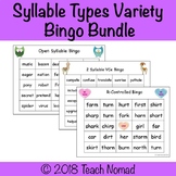 Syllable Types Phonics Bingo Game Variety Bundle