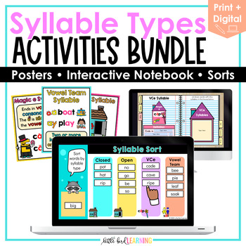 Preview of Syllable Types Posters Sorts and Interactive Notebook Activities Bundle