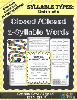 Preview of Syllable Types: Closed Syllables 2-Syllable Words