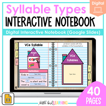 Preview of Digital Syllable Types Interactive Notebook | Google Slides | 6 Syllable Types