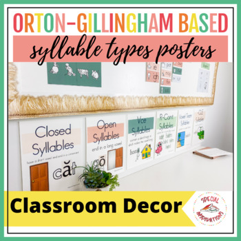 Preview of Syllable Types Posters Boho Classroom Decor Science of Reading