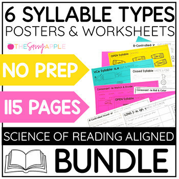 Preview of Science of Reading Six Syllable Types Worksheets Phonics Activities