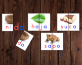 Syllable Word Puzzles in Spanish (Montessori Colors)