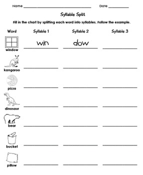 Syllable Worksheets by TeachPlanLove | Teachers Pay Teachers