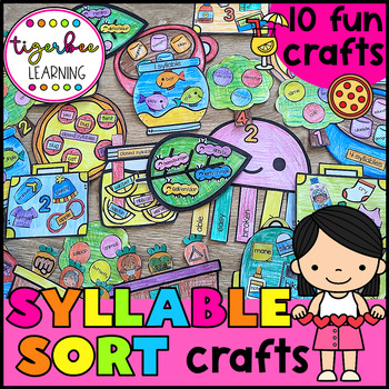 Preview of Syllable sort phonics crafts: open closed syllable counting