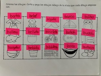 Preview of Syllable sort with pictures: ba, be, bi, bo, bu