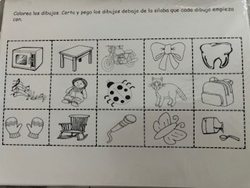 Preview of Syllable sort with pictures: ma, me, mi, mo, mu.