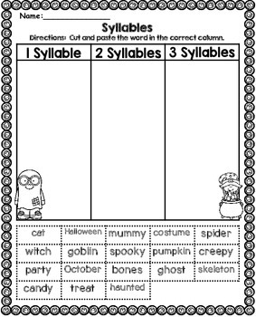 Syllable Sort | Halloween Activity by Teaching Second Grade | TpT