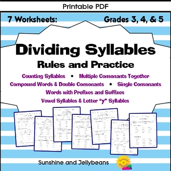 Preview of Syllables - Dividing Rules & Practice - Grades 3-4-5 - Reading / Spelling