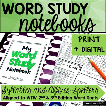 Preview of Syllables and Affixes Words Their Way Activities Notebook