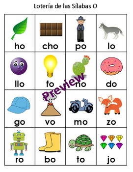 Syllables Bingo by Vowel Groups in Spanish - Lotería de las Sílabas