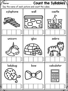 free kindergarten worksheets syllables