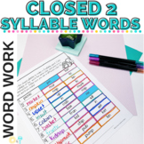 Syllables | Closed Syllable Words | Word Work Aligned with