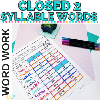 Preview of 2 Syllable Words | Closed Syllables | NO PREP Syllable Worksheets | Activities