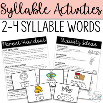 Preview of Syllables- Pacing cards and Activity Pages for Speech Therapy- Distance Learning