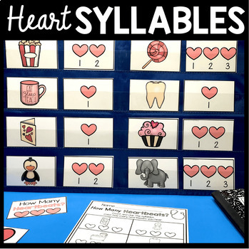 Preview of Syllables - Phonemic Awareness Valentine's Day February literacy center pre-k