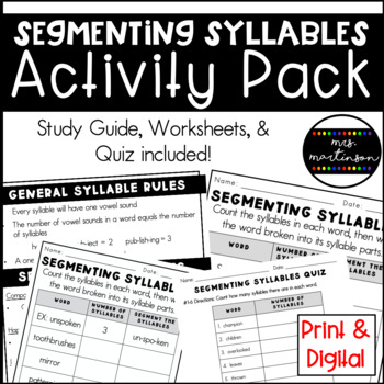 Preview of Segmenting Syllables | Print and Digital | Google Slides ™